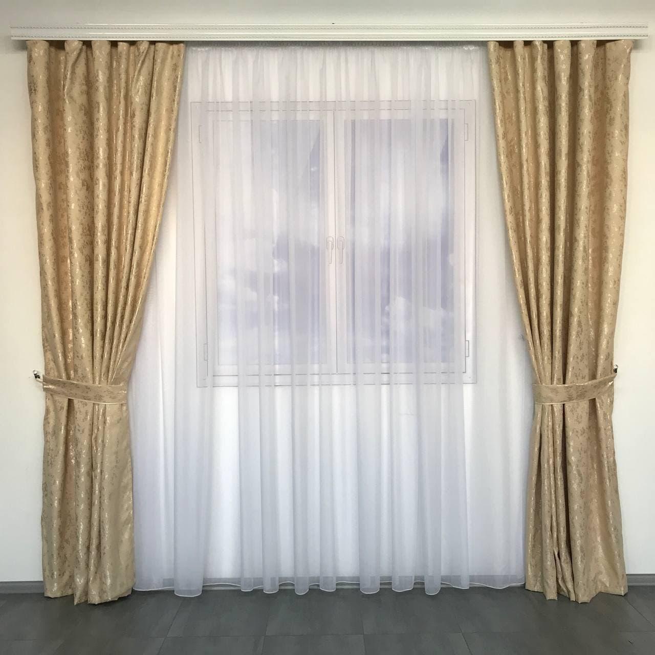 Готові мармурові штори ALBO 200x270 см 2 шт. Бежевий (SH-M19-1) - фото 4