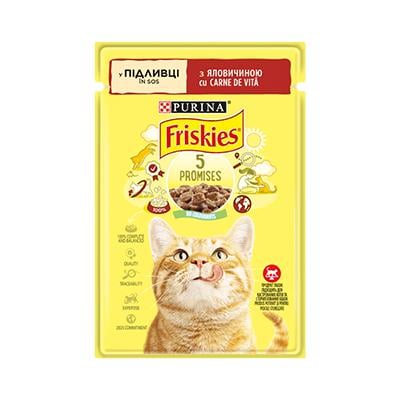 Корм для котів вологий Friskies Шматочки у підливці з яловичиною 85 г 26 шт. Корм для котів вологий Friskies Шматочки у підливці з яловичиною 85 г 26 шт.