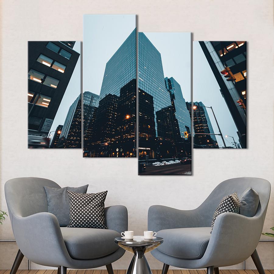 Картина город Огни вечернего Ванкувера 89x56 см (A745-4)