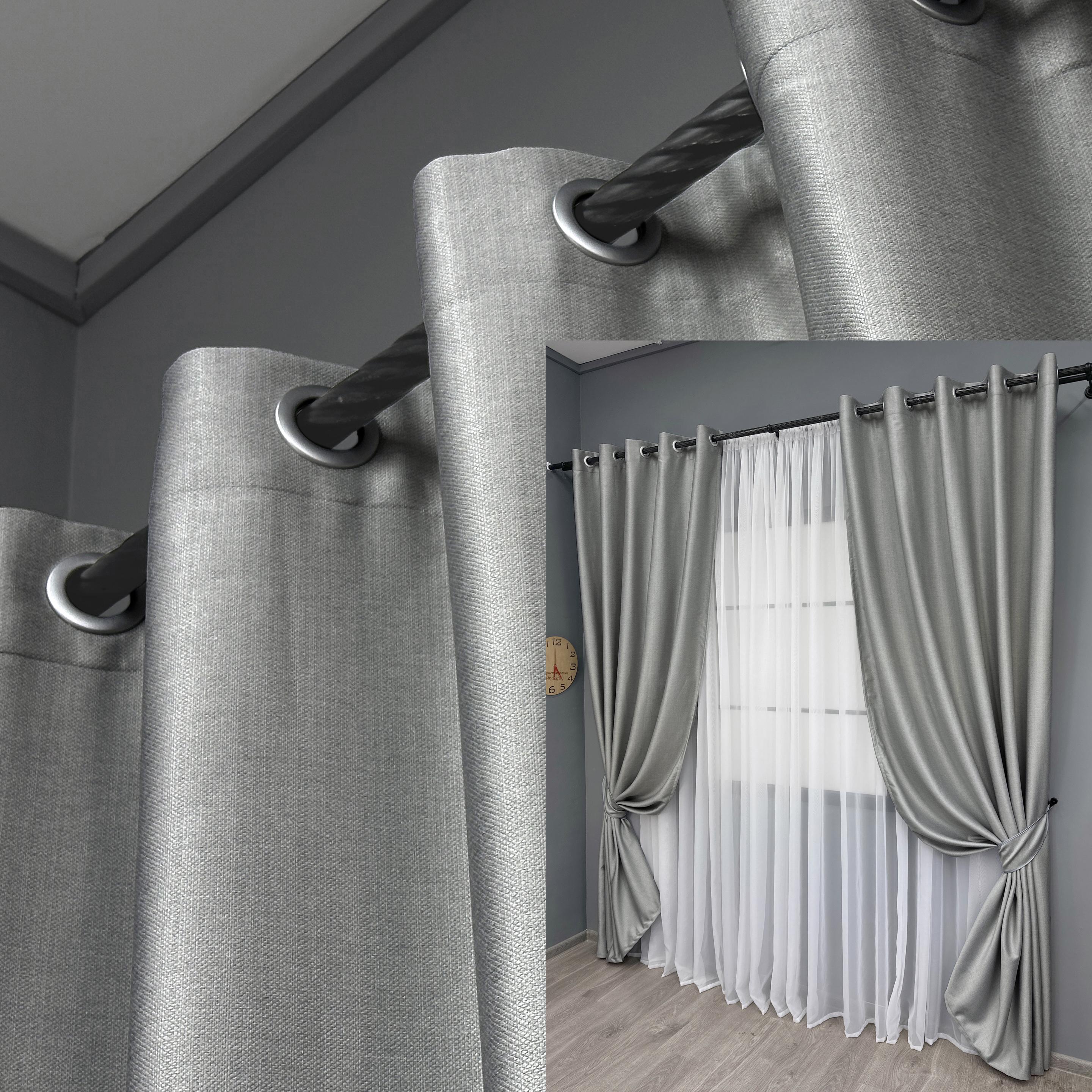 Комплект штор на люверсах VR-Textil Шенил однотонный № 1689ш 150х250 см 2 шт. Светло-серый (37-0244) - фото 4