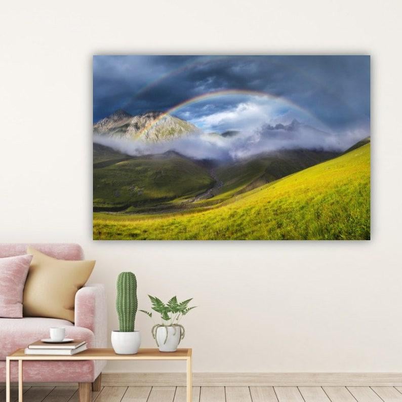 Картина на холсте KIL Art Радуга над зеленым полем 122x81 см (316)