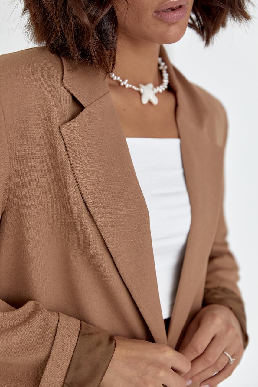 Піджак однобортний на ґудзику L Коричневий (11686263) - фото 4 Піджак однобортний на ґудзику L Коричневий (11686263) - фото 4