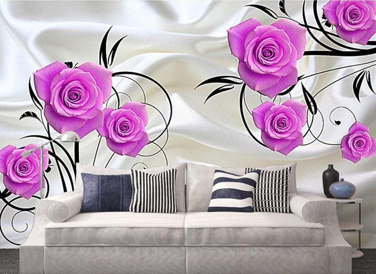 Фотообои 3D флизелиновые цветочные для спальни/зала/кухни Розы на ткани