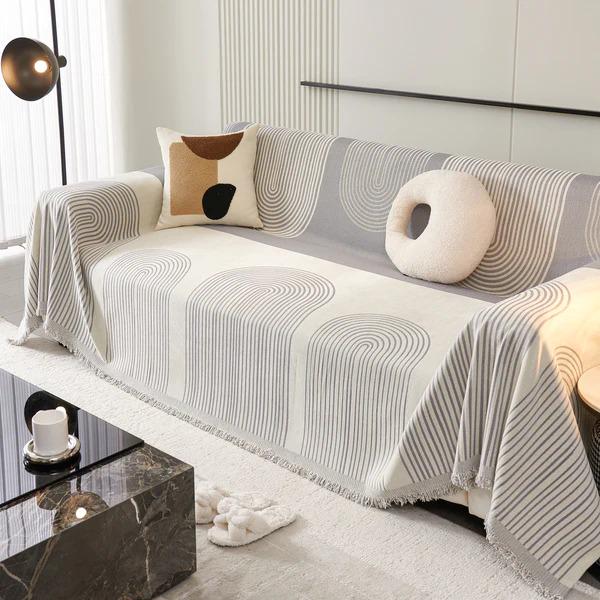 Плед покрывало на диван и кровать для мягкой мебели с узором 180х230 см Бело-серый - фото 1 Плед покрывало на диван и кровать для мягкой мебели с узором 180х230 см Бело-серый - фото 1