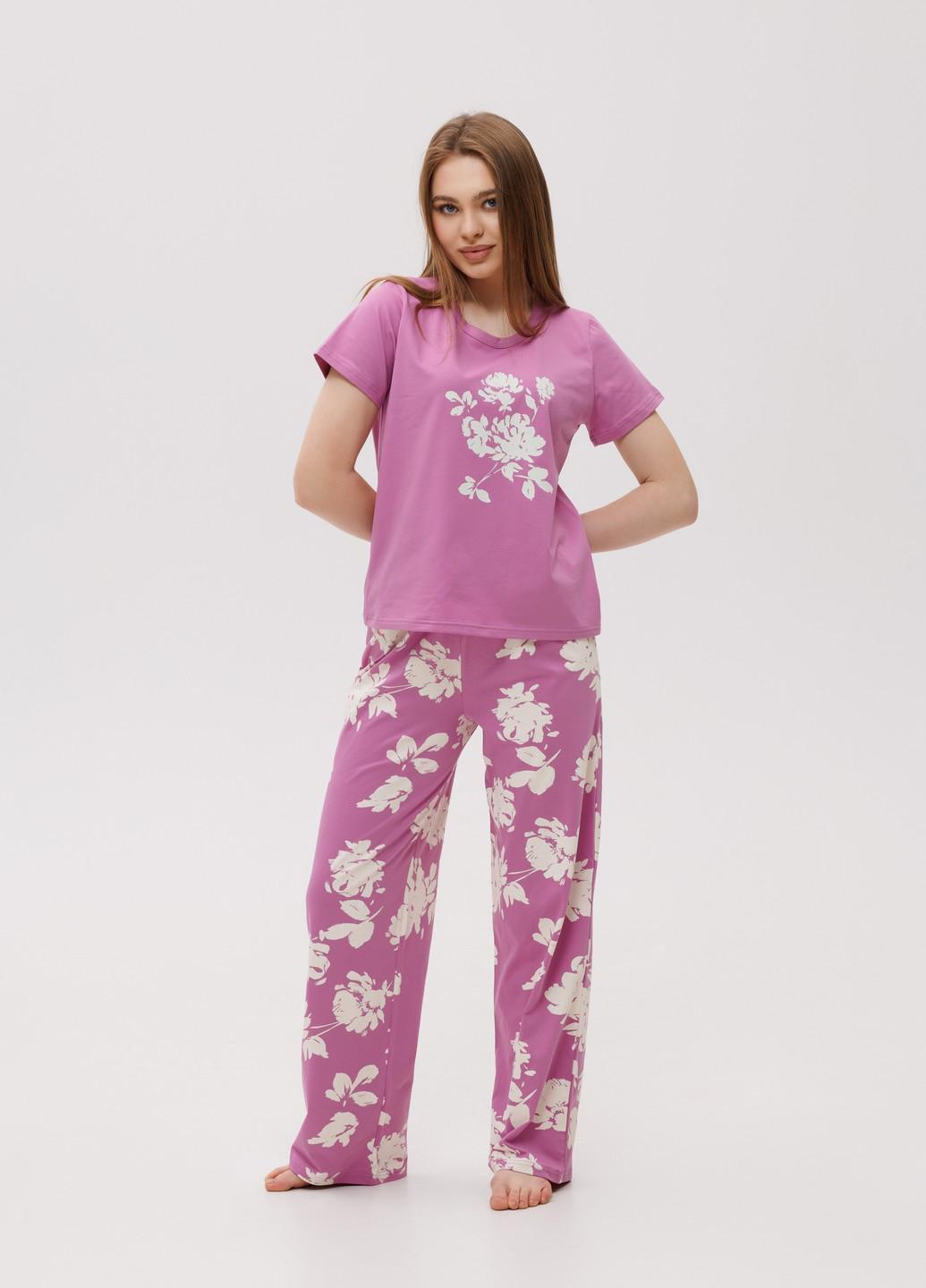 Піжама жіноча бавовняна Наталюкс з брюками та квітковим принтом M Крокус (4826446311531) - фото 2 Піжама жіноча бавовняна Наталюкс з брюками та квітковим принтом M Крокус (4826446311531) - фото 2