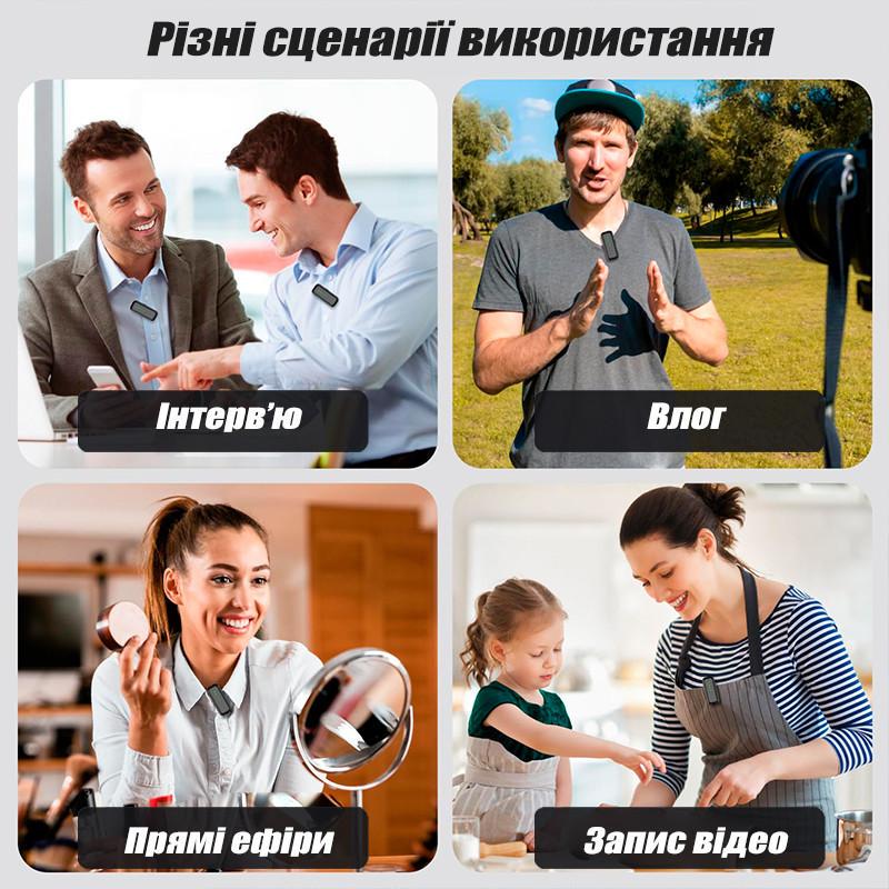 Мікрофон бездротовий петличний RSX із зарядним кейсом/для телефону/на одяг/для запису відео 2 шт. (SX6-Type-C) - фото 10