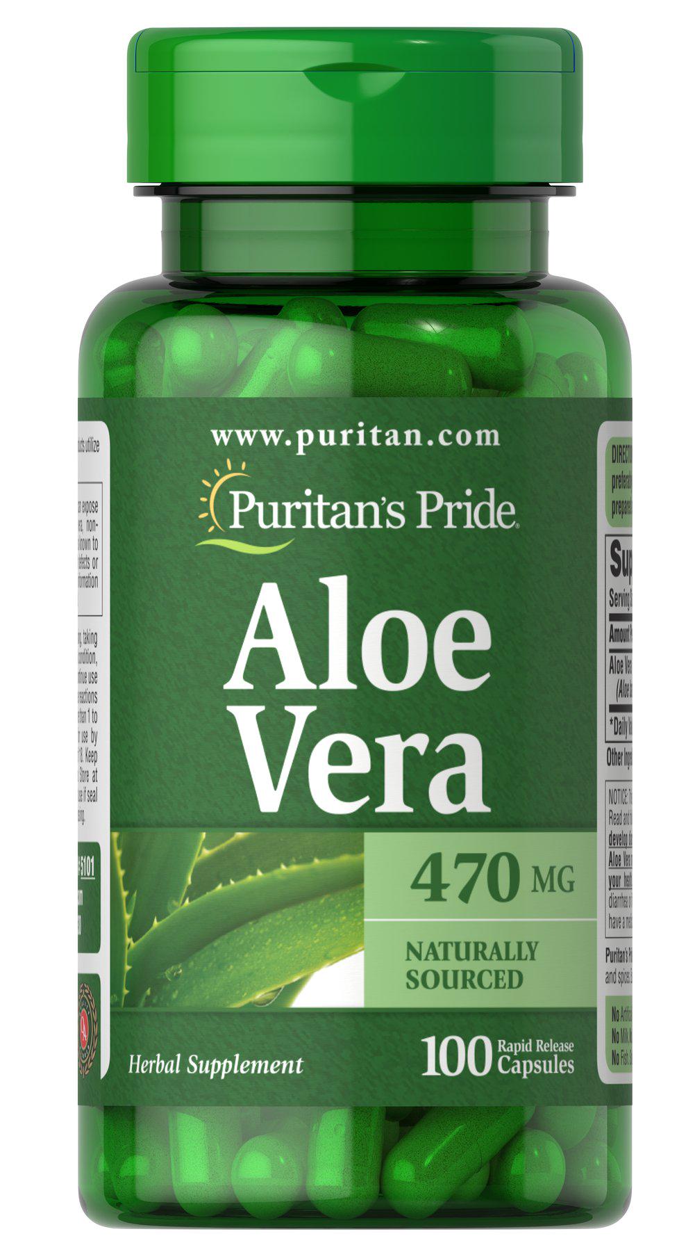 Алое вера Puritan's Pride Aloe Vera 470 мг 100 Caps