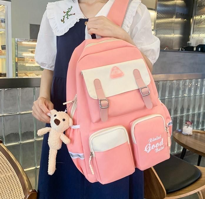 Рюкзак шкільний для дівчинки Good 5в1 шоппер/пенал/сумочка/гаманець Рожево-білий (DR017870) - фото 4