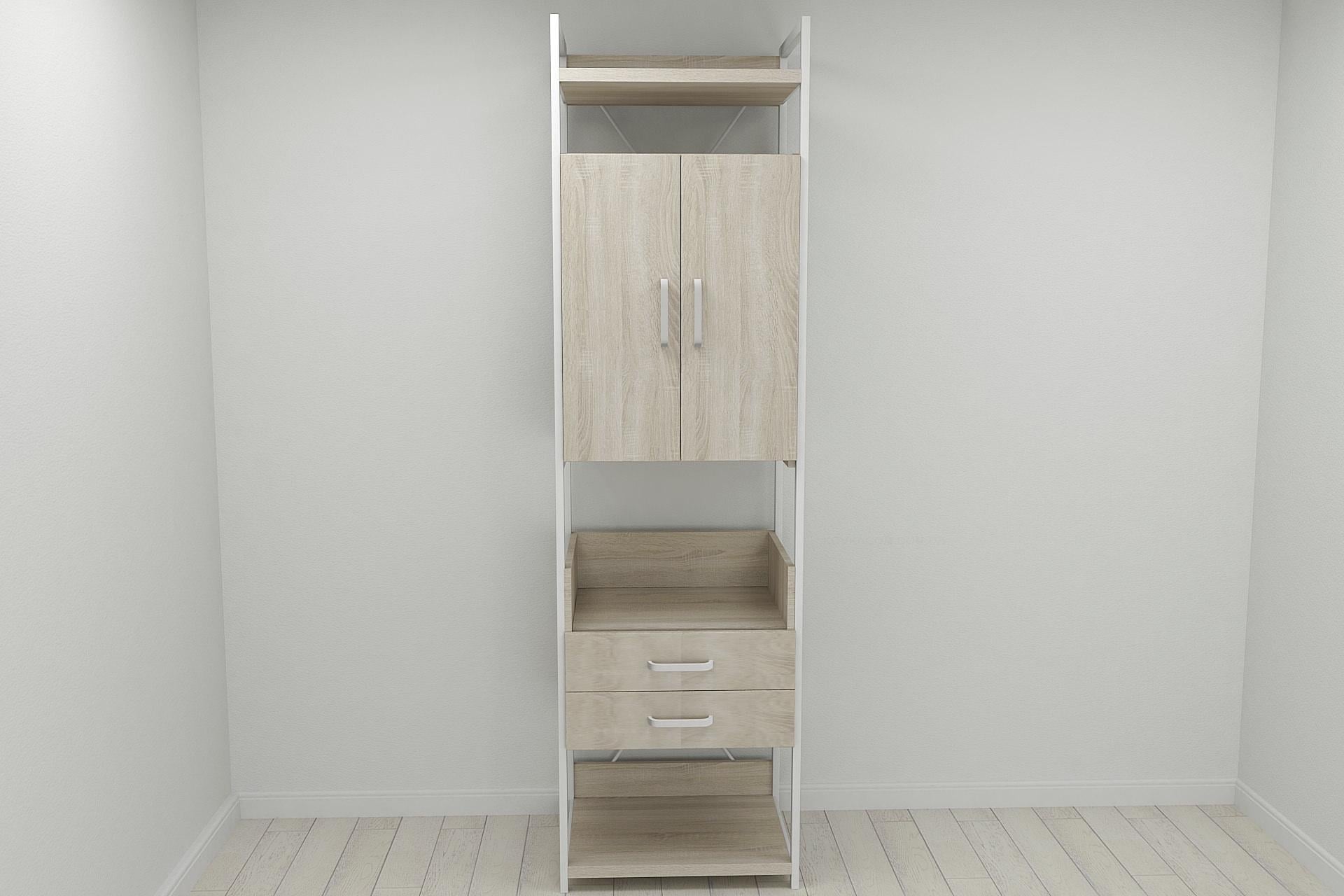 Шкаф-гардероб Ferrum-decor Коннект Уни секция 5 металл/ДСП 32 мм 220x60x50 см Белый/Дуб Сонома (FRD-104521)