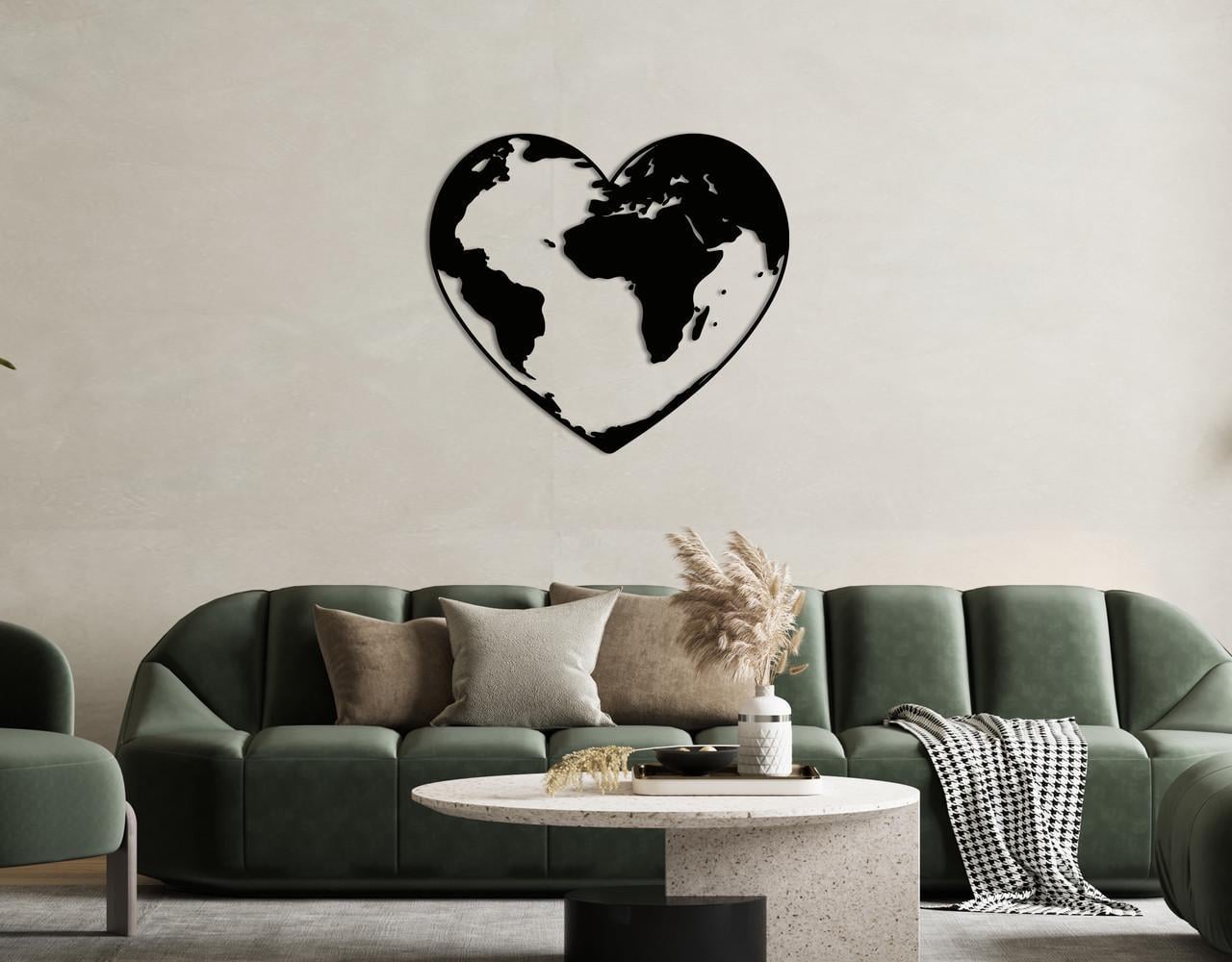 Декоративное панно на стену Upwood Decor Heart World 67,2х60 см Black (1552280288)