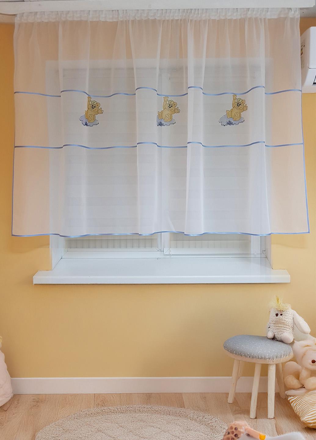 Тюль до підвіконня в дитячу кімнату Firanka Ведмедики карниз 150 см Білий (2_1а)