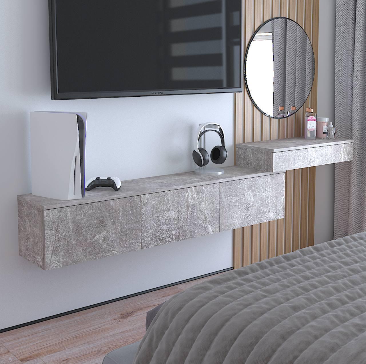 Стіл туалетний підвісний Стелла 1 704х310х130 мм Бетон - фото 3 Стіл туалетний підвісний Стелла 1 704х310х130 мм Бетон - фото 3