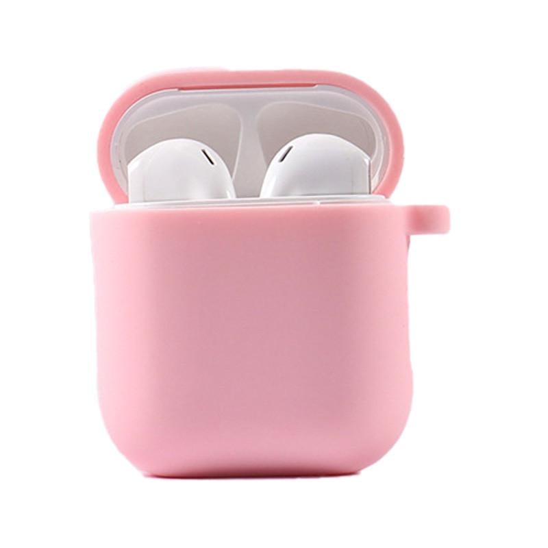 Чехол противоударный силиконовый с микрофиброй для наушников Airpods 1/2 Розовый (00000039442_15)