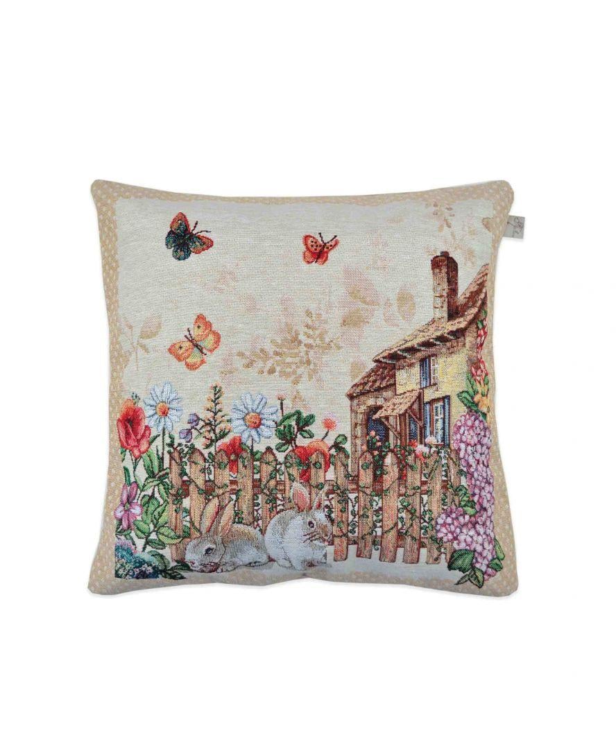 Наволочка гобеленова Alicia Хатинка та кролики 45х45 см (021816)