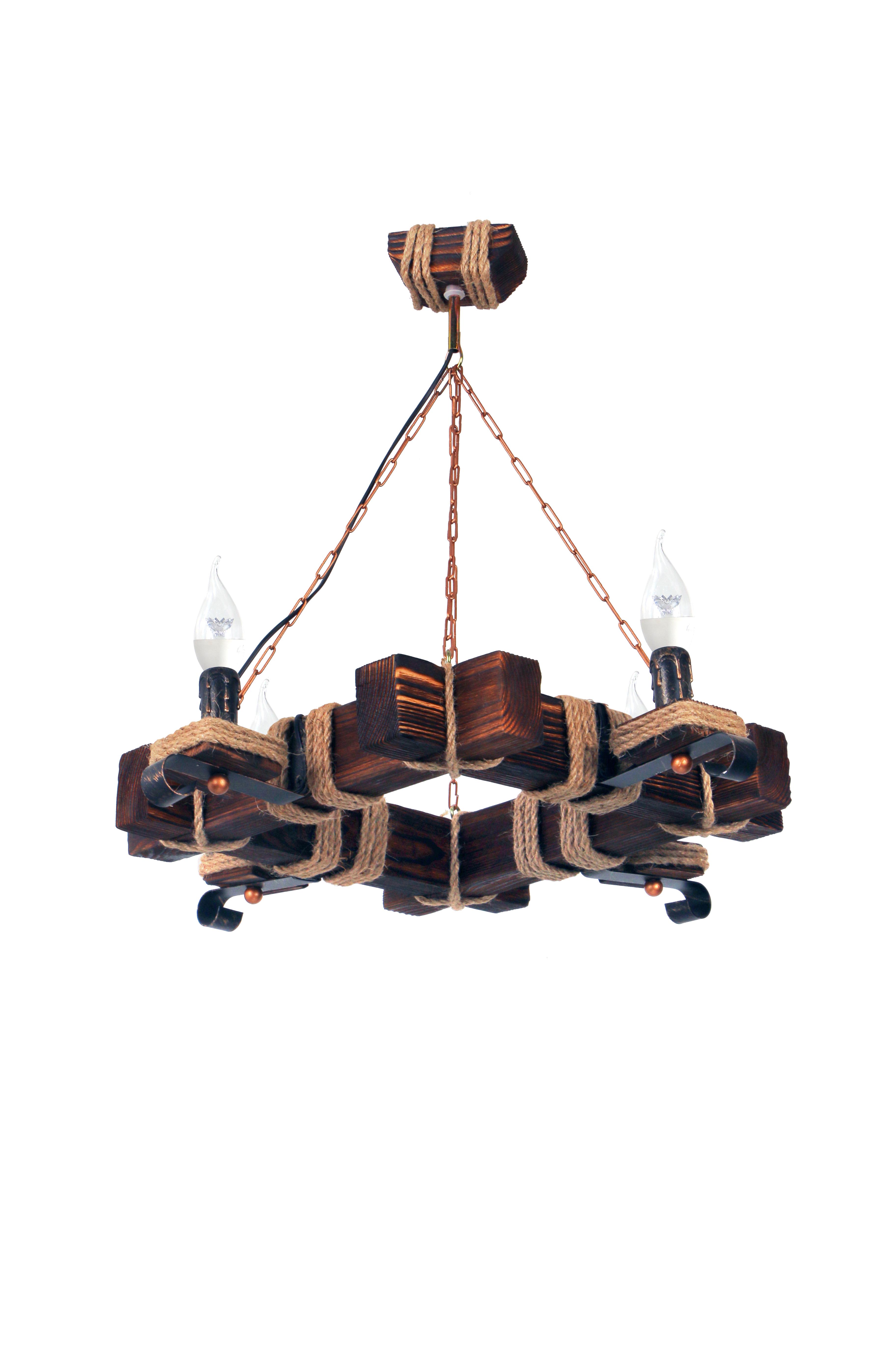 Люстра дерев'яна Sirius темний випал на 4 лампочки (S7002/4)