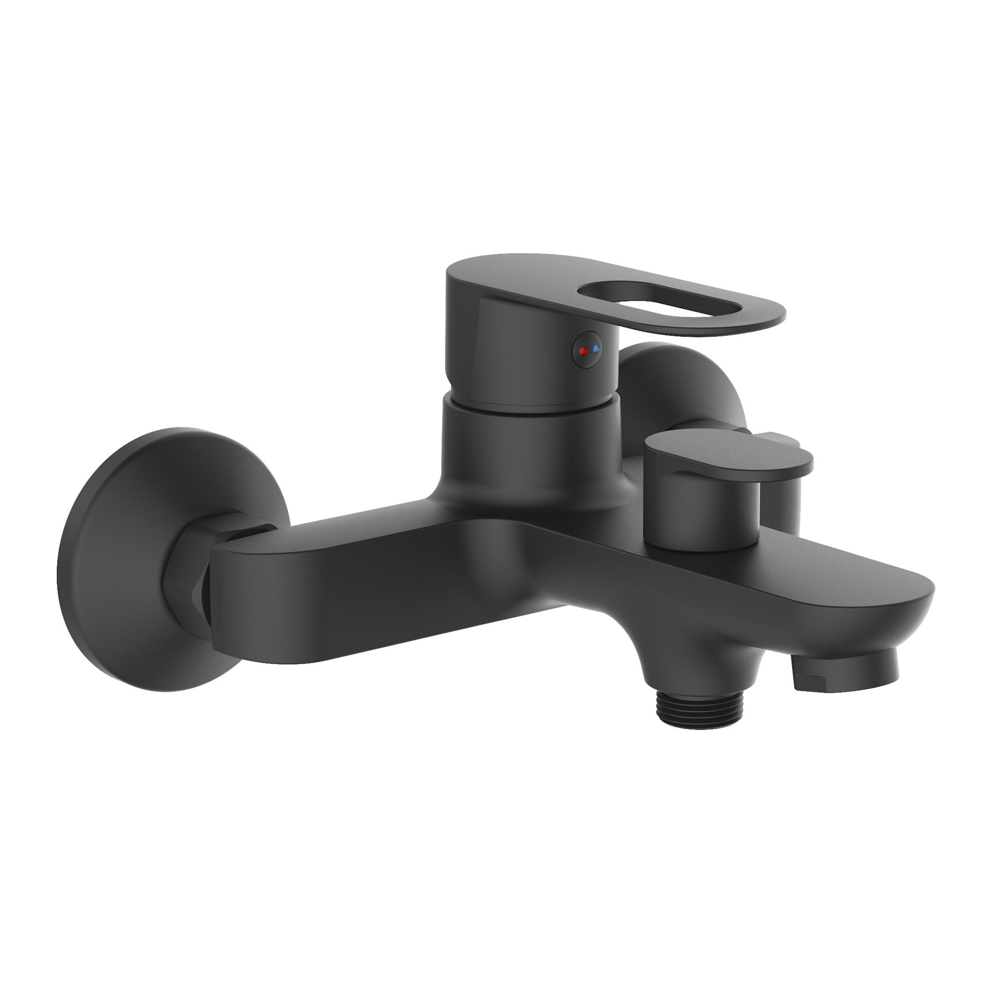 Змішувач для ванни Lidz Latwa з душовим гарнітуром Чорний (SD00051543-VS)