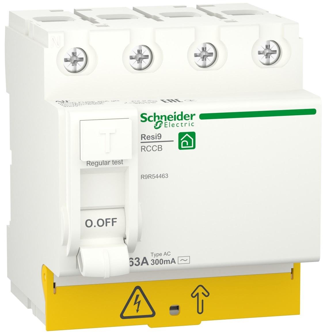 Устройство защитного отключения Schneider Electric RESI9 4P 63A 300 мА тип АС (R9R54463)