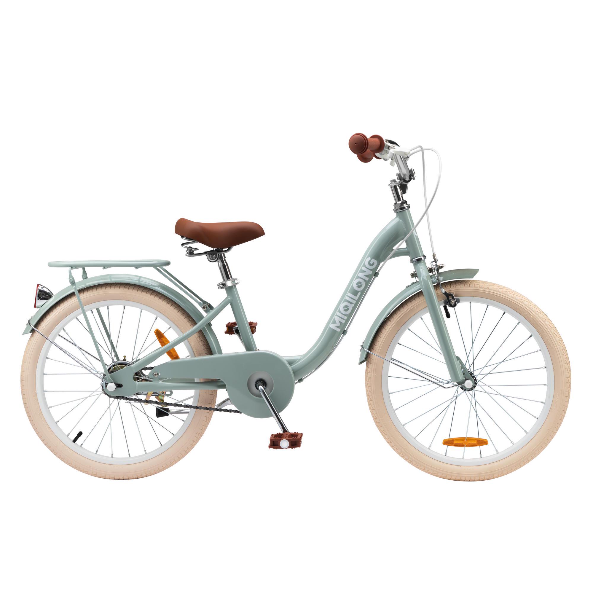 Детский велосипед Miqilong LS 20" с корзиной из натурального ротанга Оливковый (RBB-LS20-OLIVE) - фото 3