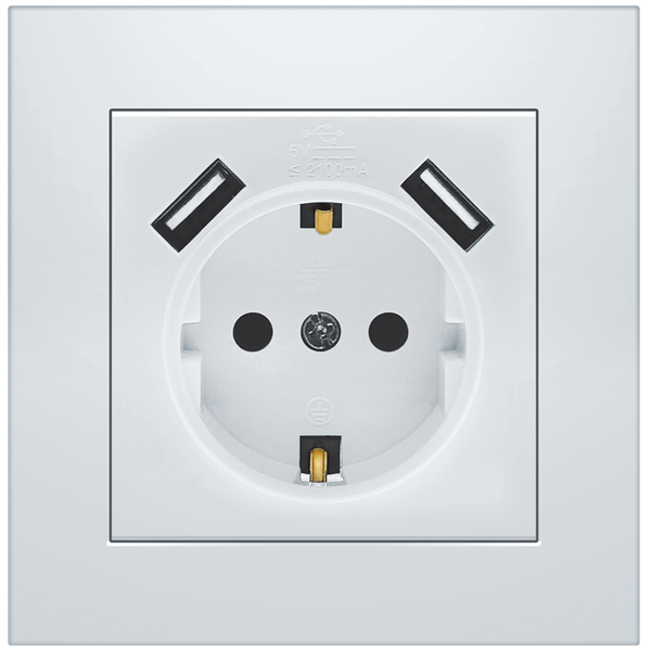 Розетка одноместная MARSHEL IDEAL RS16-472 с двумя USB портами с заземлением White