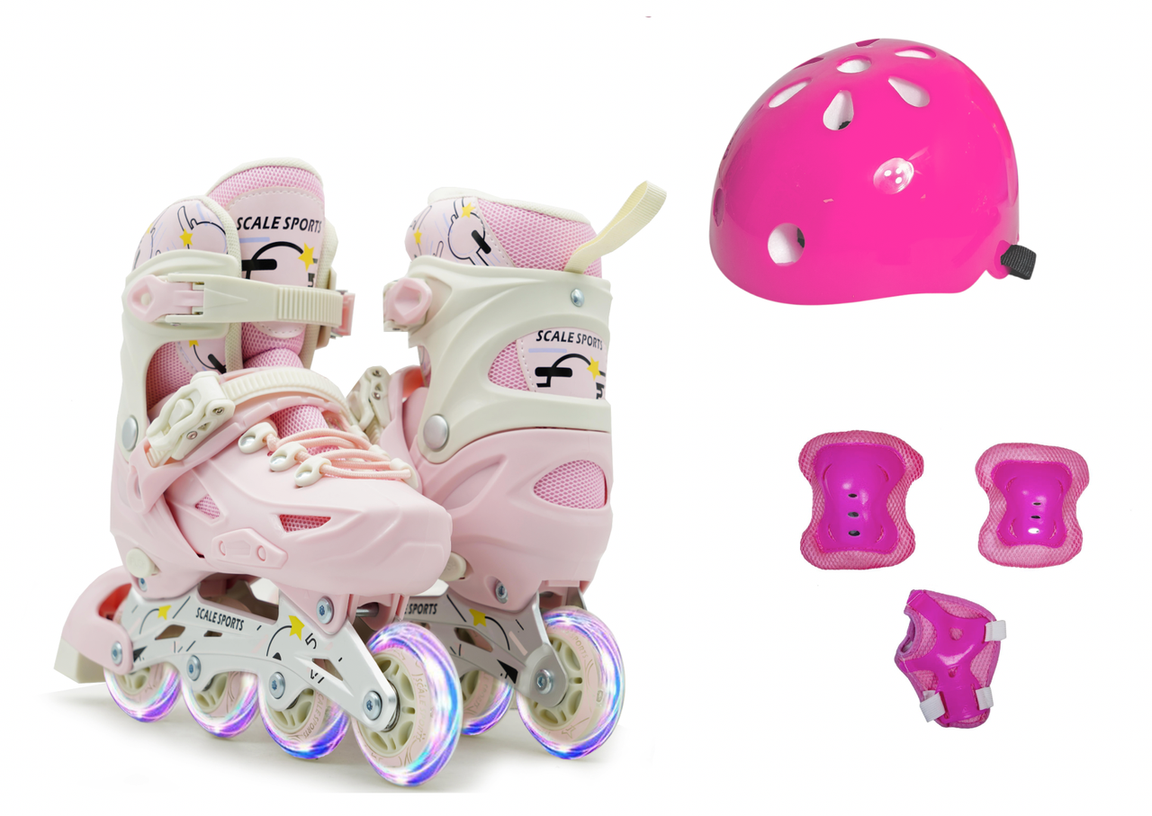 Комплект детских роликов Scale Sports защита + шлем р. 38-41 Model Pink