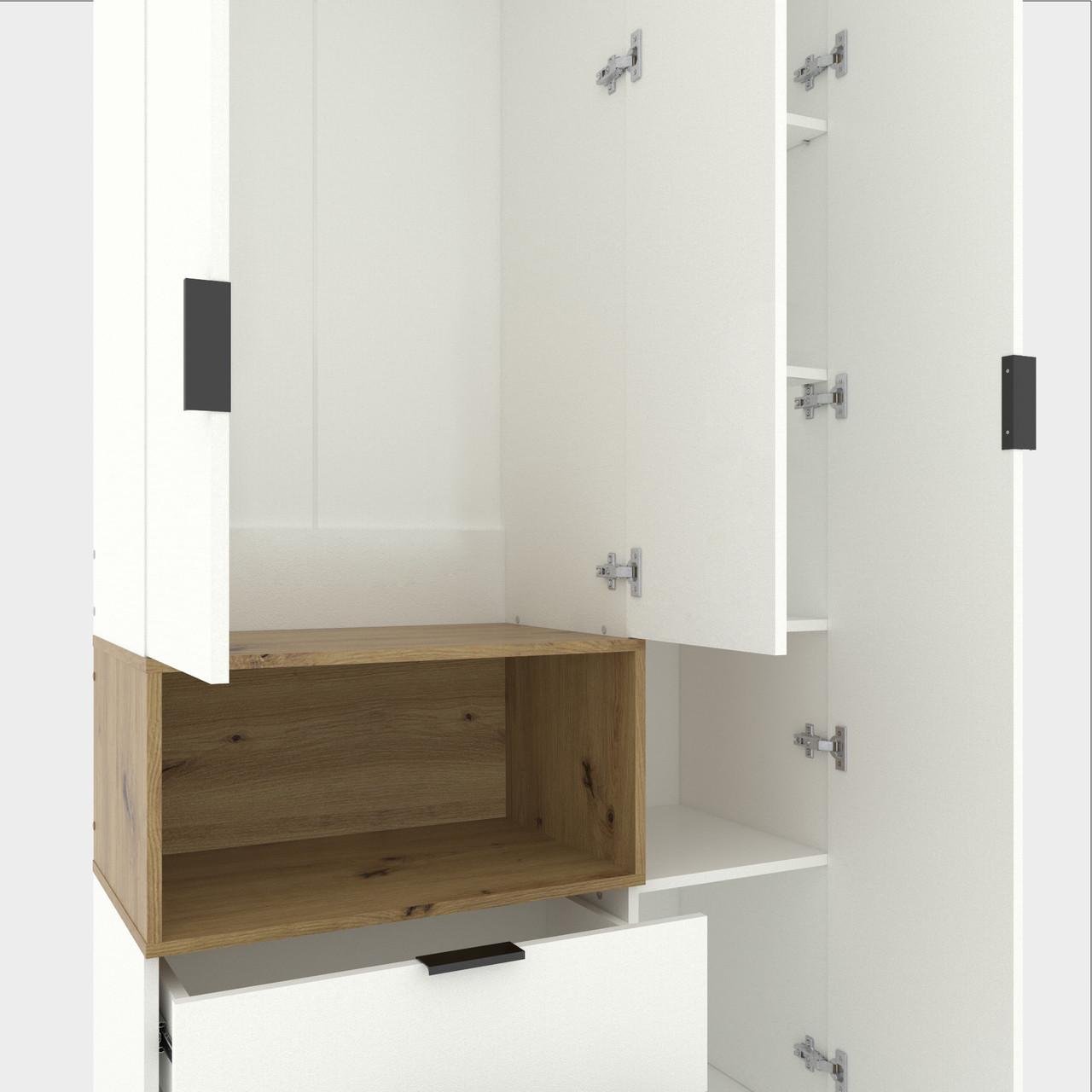 Шкаф Metkas Home A002L ЛДСП 1000x420x2300 мм Белый Снег/Дуб Артизан - фото 4 Шкаф Metkas Home A002L ЛДСП 1000x420x2300 мм Белый Снег/Дуб Артизан - фото 4