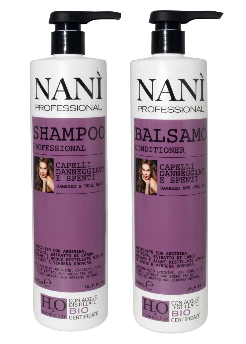 Набор для поврежденных и тусклых волос Anti-Age Action Nani Professional Milano 500 мл + 500 мл (E-00234N)