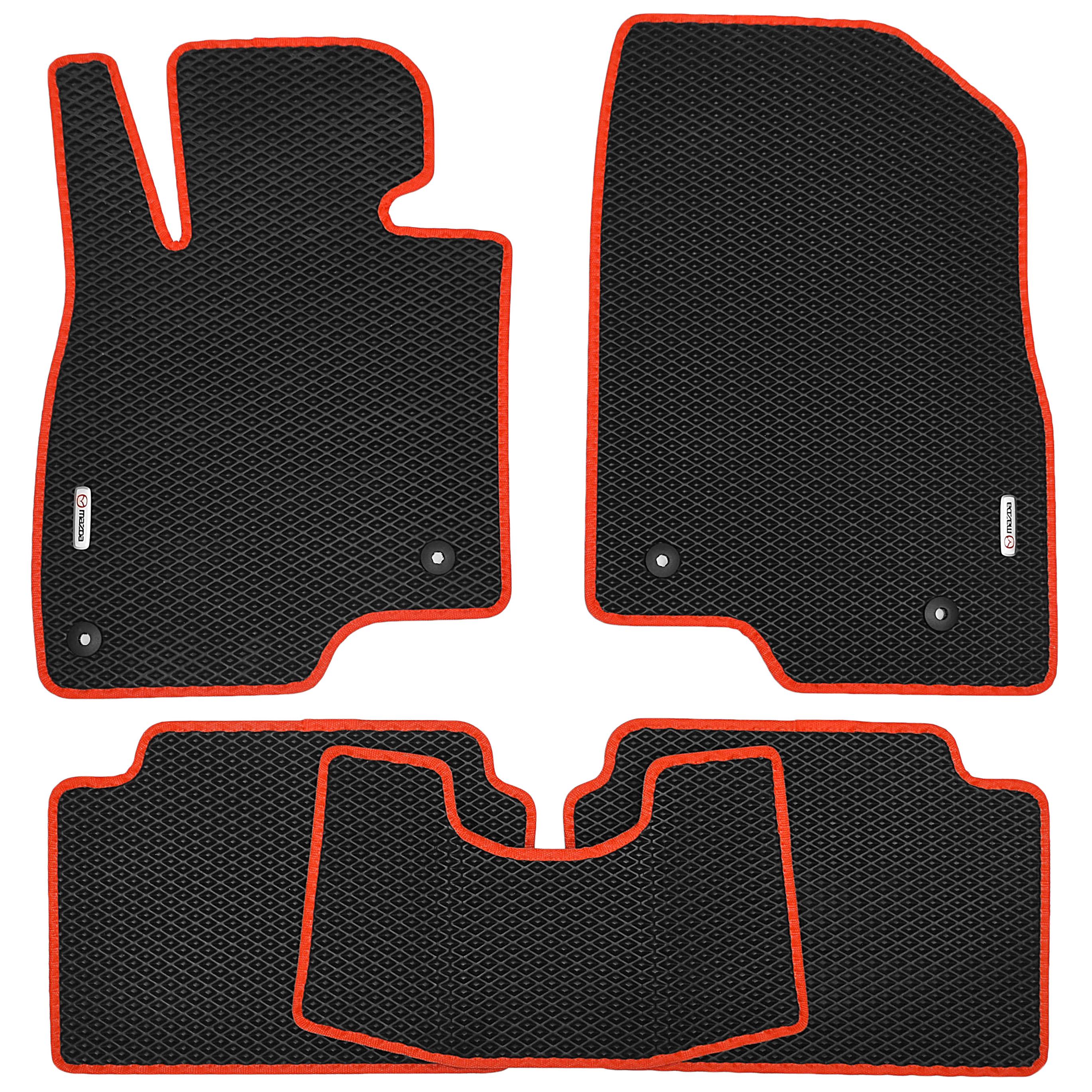 Коврики Kinetic в салон для Mazda 32014 EVA Черный с красной тесьмой