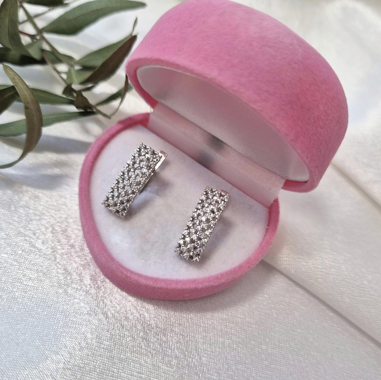 Серебряные серьги с камнями серебро 925 пробы родованное 2,6 г Белый (5211р)