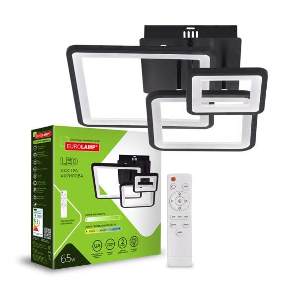 Люстра LED Eurolamp квадратная акриловая M20 65W 3000-6500K (35889234)
