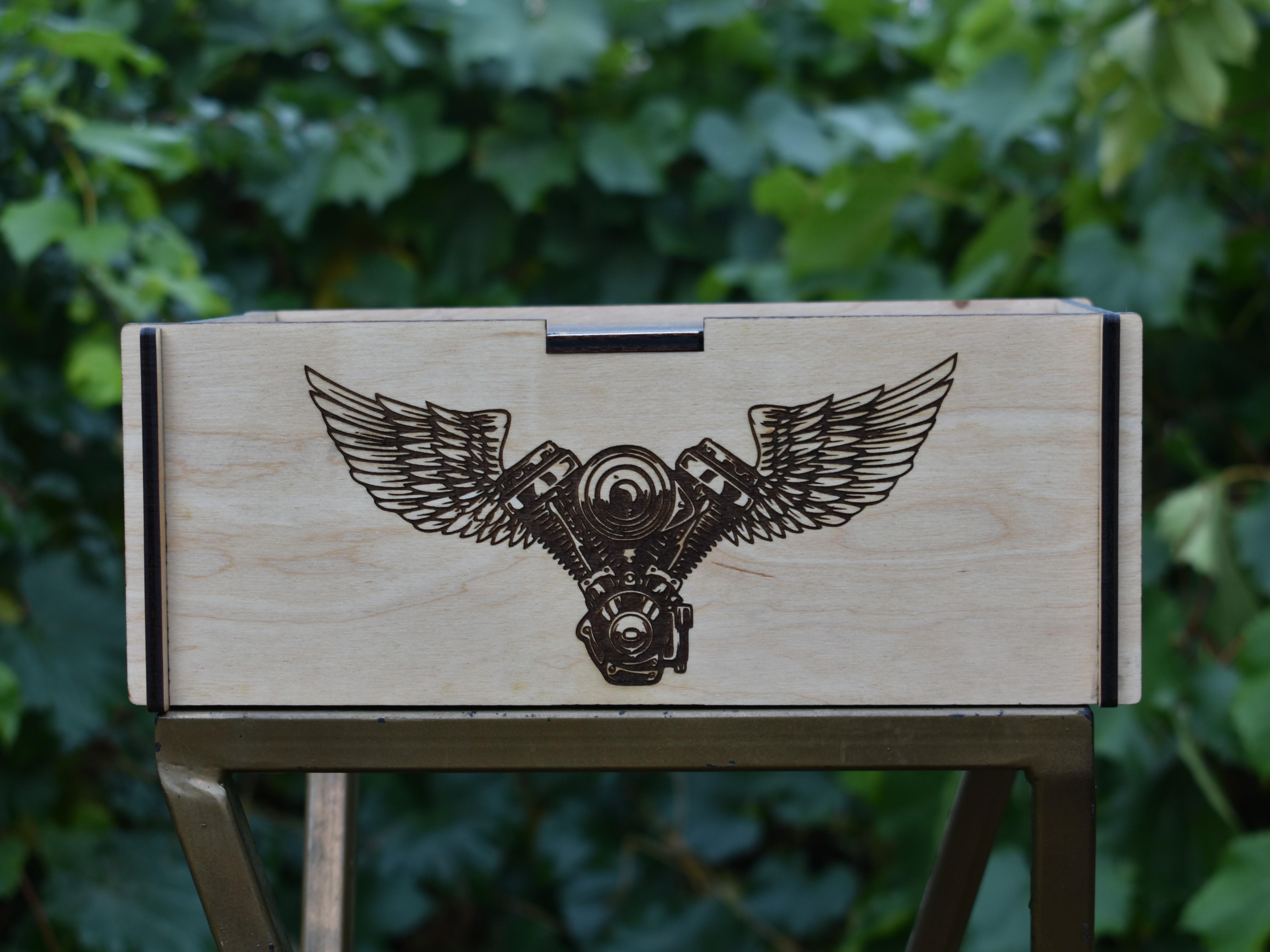 Подарочная коробка Мотоцикл 3D изображение деревянная с индивидуальной гравировкой (21347171) - фото 6