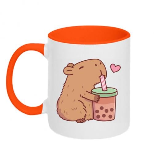 Кружка двухцветная Boba tea capybara 320 мл (14709248-36-188160)