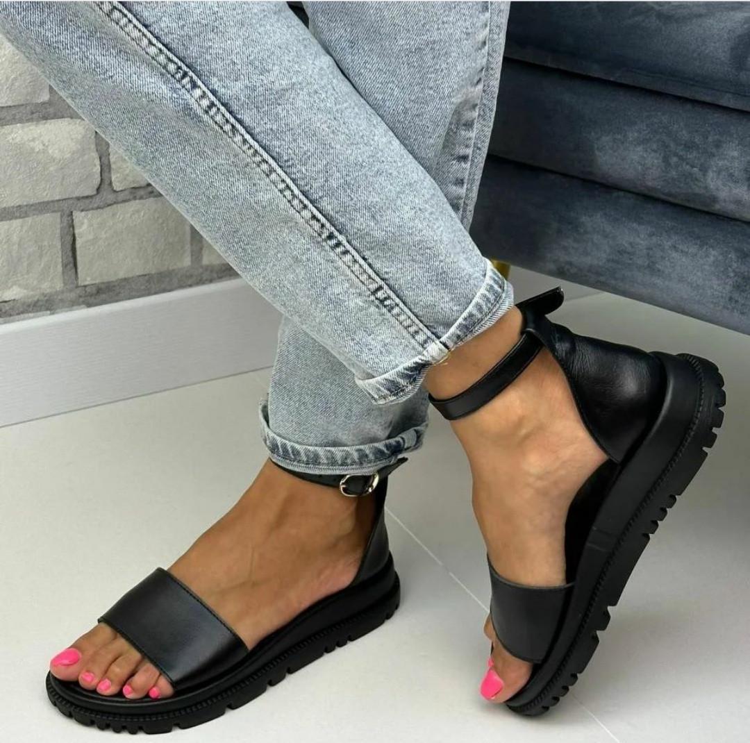 Босоножки женские натуральная кожа р. 39/25,5 см Черный (48853)