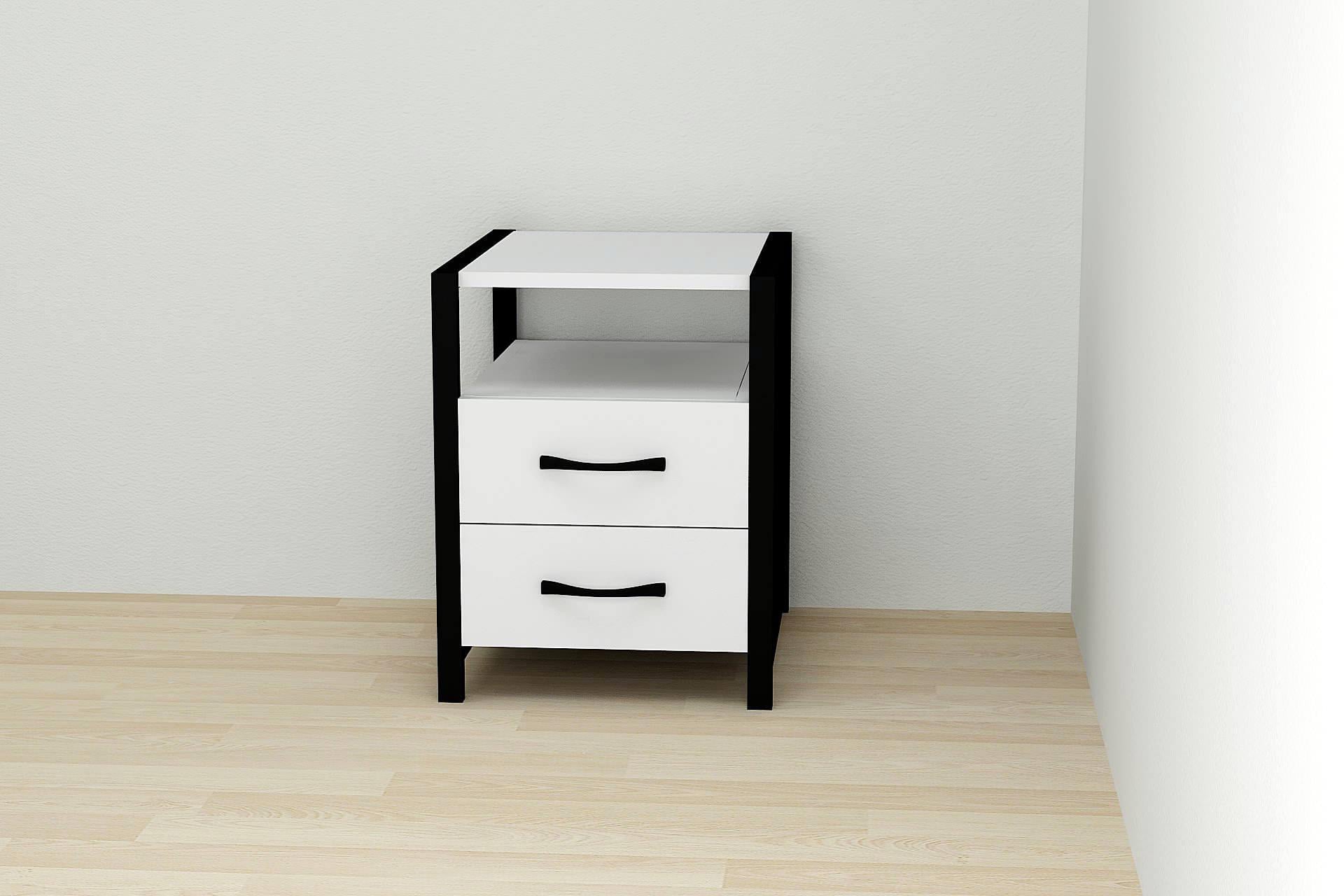 Тумба универсальная Ferrum-decor Вивьен 2/2 ДСП 16 мм 50x41x40 см Черный/Белый (FRD-104156)