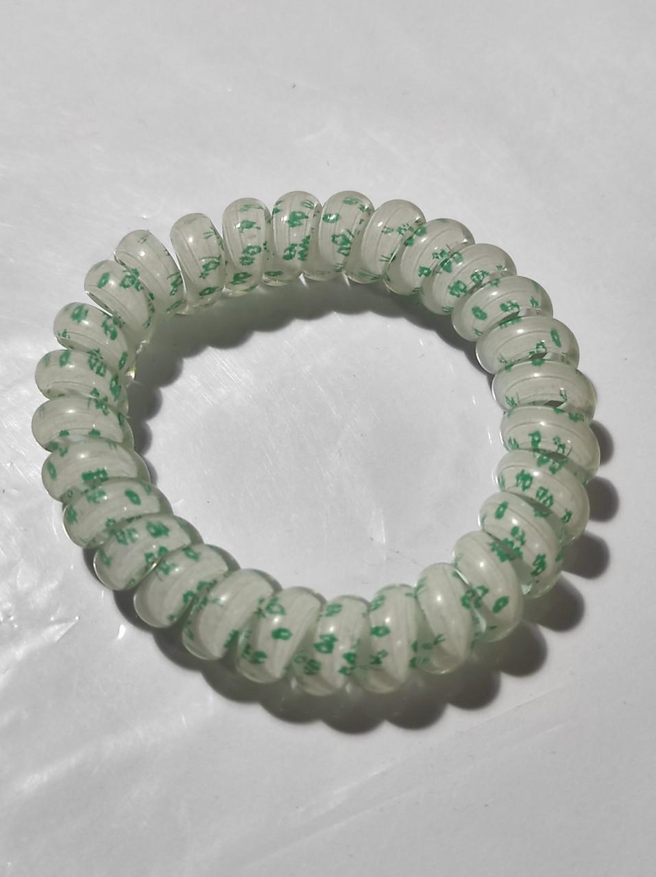 Резинка Спираль толстая с цветочками 5,5 см Белый/Зеленый (52-4-1783-З)