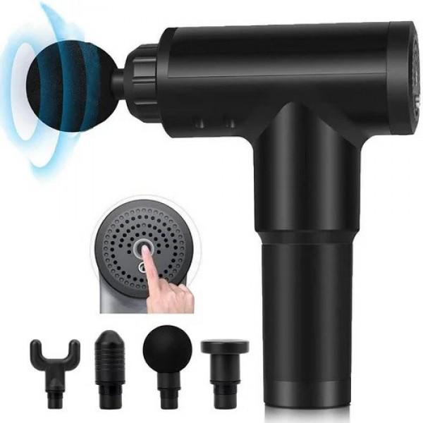 Пистолет для тела Fascial Gun ударный массажный с 4 насадками - фото 5