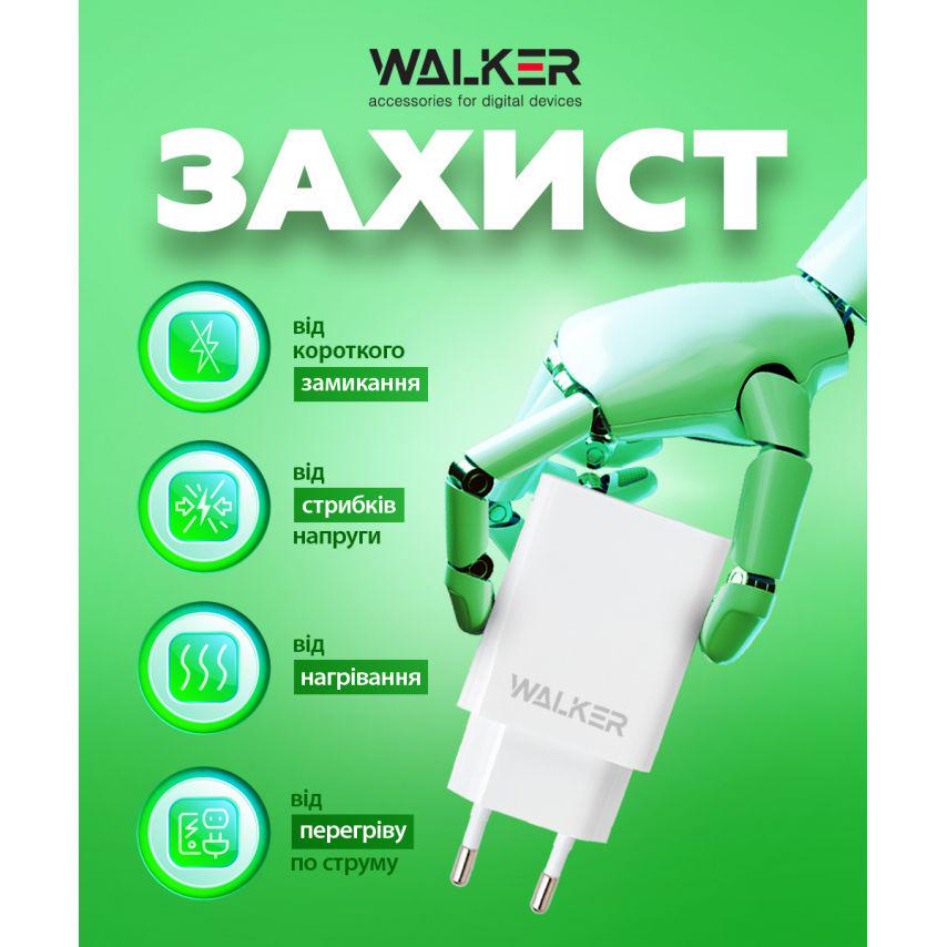 Сетевое зарядное устройство для Walker 2в1 WH-26 1USB/2.4A и Data Cable USB to Type-C White - фото 3 Сетевое зарядное устройство для Walker 2в1 WH-26 1USB/2.4A и Data Cable USB to Type-C White - фото 3