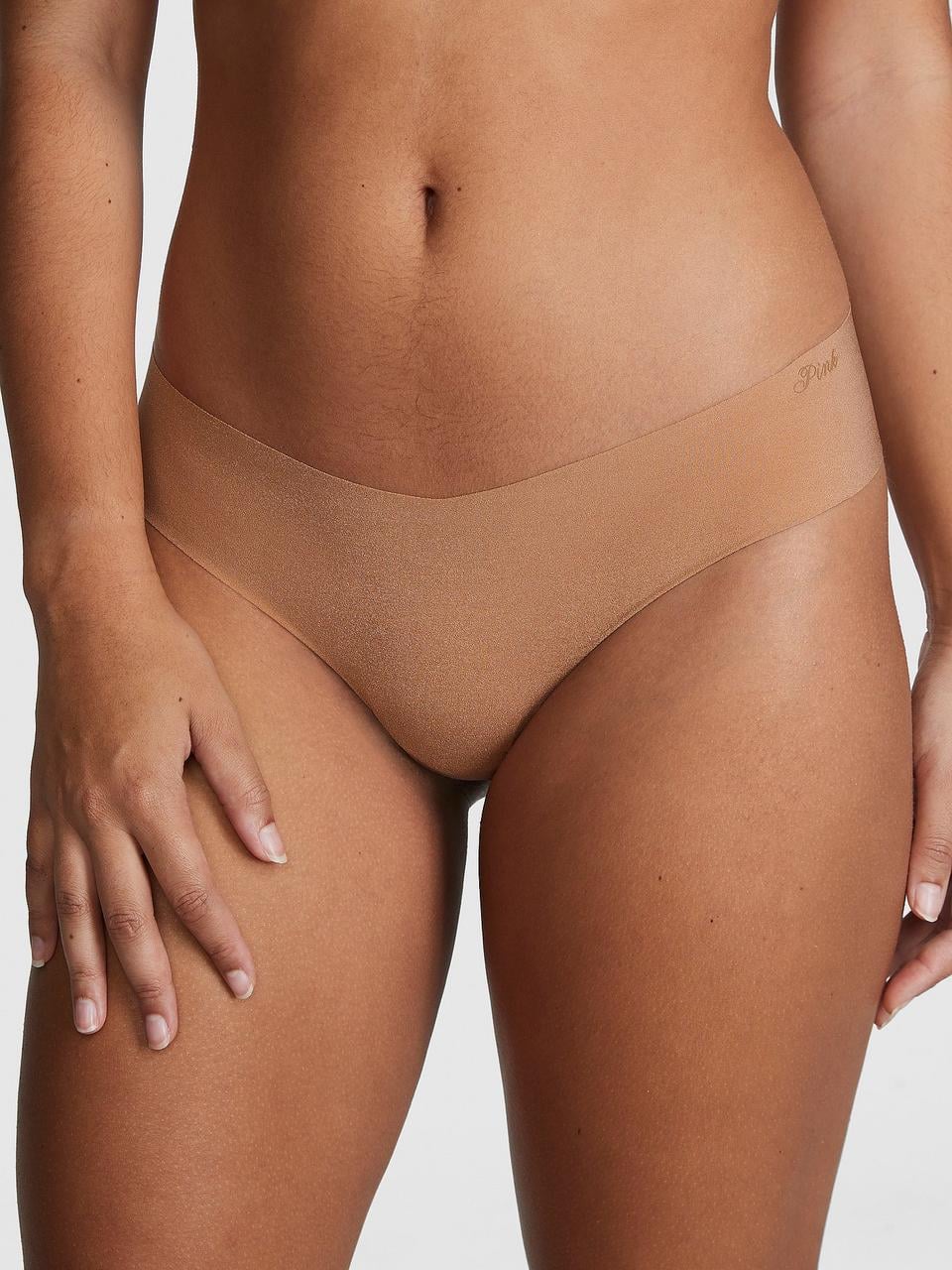 Трусики стринги бесшовные женские Victoria's Secret No-show THONG L Бежевый (154100516385)