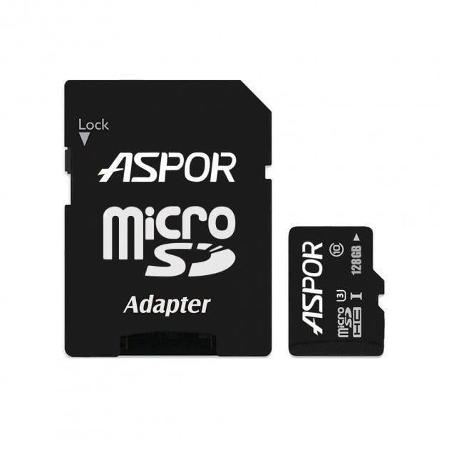 Карта пам'яті Aspor MicroSDHC 128GB UHS-III Class 10 з SD-адаптером (1858272790)