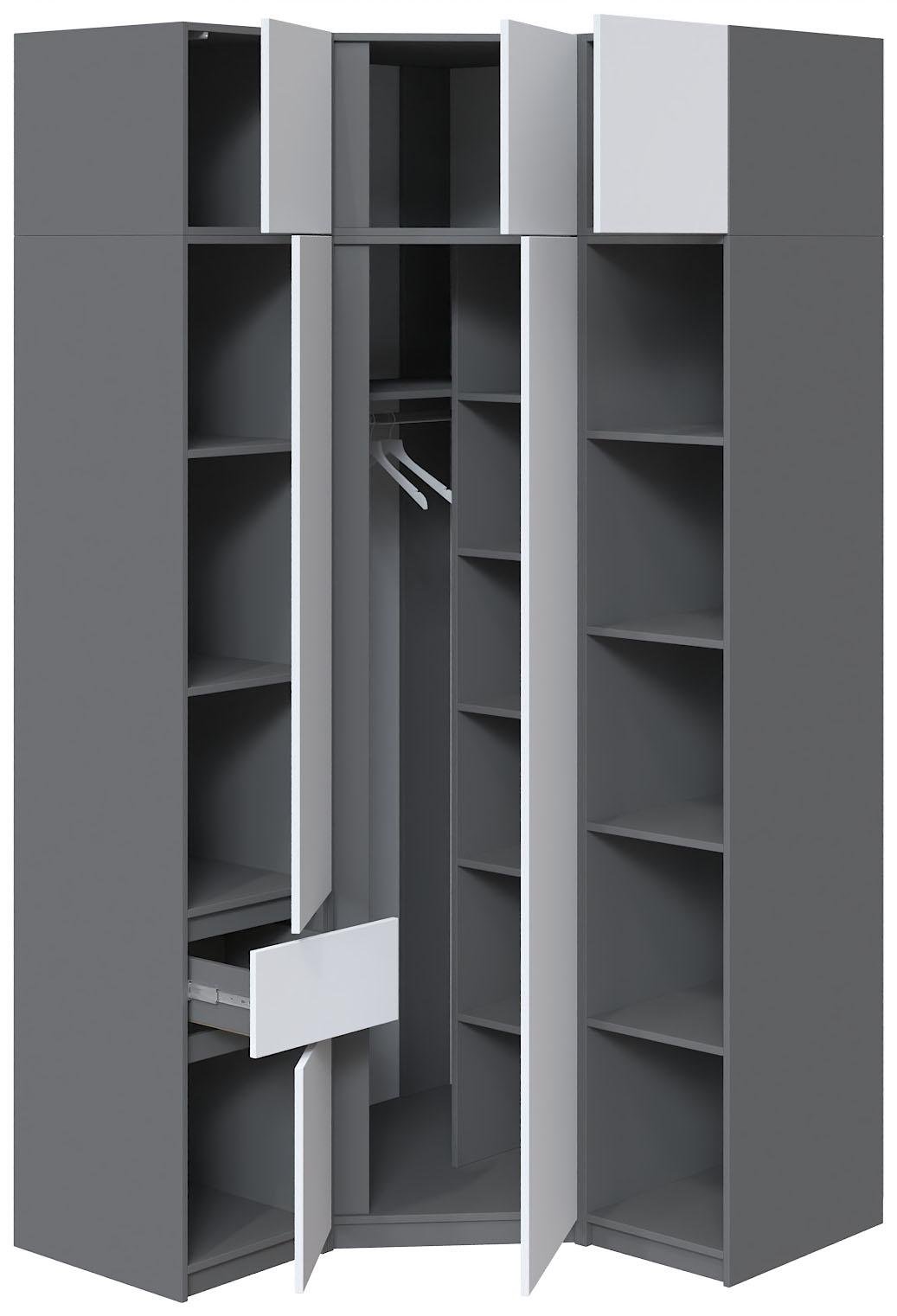 Шкаф-стенка угловой Мастер Форм Брайт 1250х520х2400 мм Антрацит/Белый (32842) - фото 2 Шкаф-стенка угловой Мастер Форм Брайт 1250х520х2400 мм Антрацит/Белый (32842) - фото 2