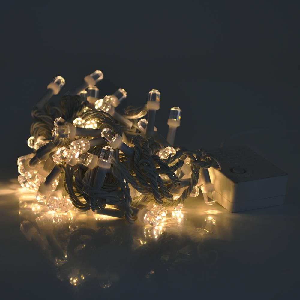 Гірлянди 100 LED Шестигранник Big 8 режимів 5 м чорна ізоляція Yellow