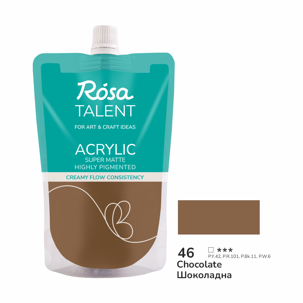Акриловая краска Rosa Talent 200 мл 46 Шоколадная (Az1-4823098548751)