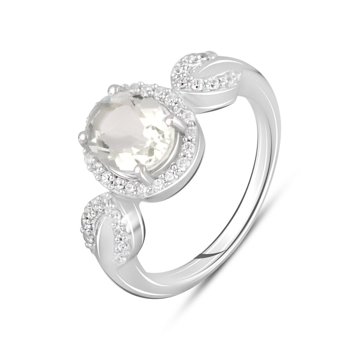 Кольцо серебряное с натуральным зеленим аметистом 2,71 ct 4,17 г р. 17 (2111023)