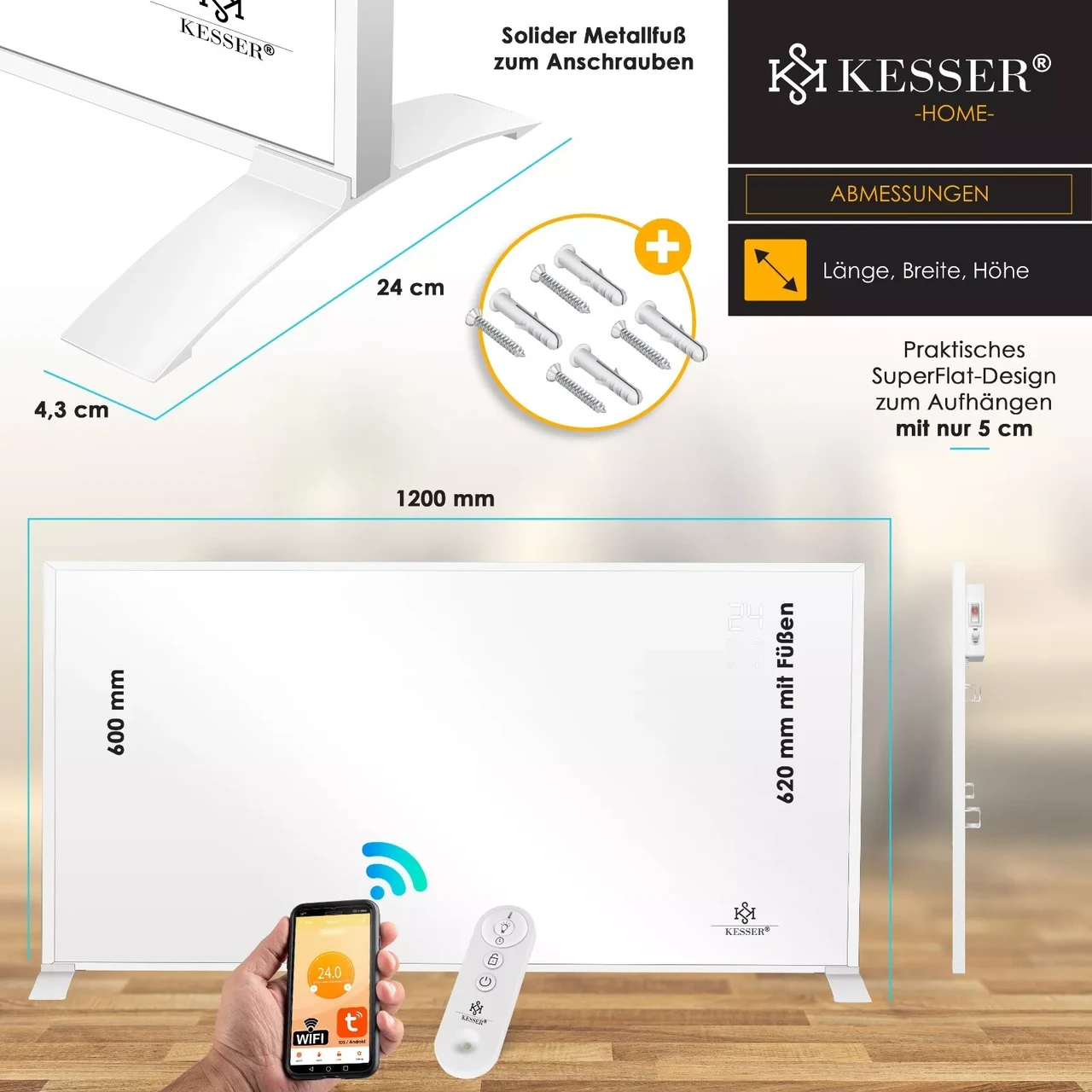 Инфракрасный обогреватель KESSER 42 м2 37°C 700 Вт - фото 3 Инфракрасный обогреватель KESSER 42 м2 37°C 700 Вт - фото 3