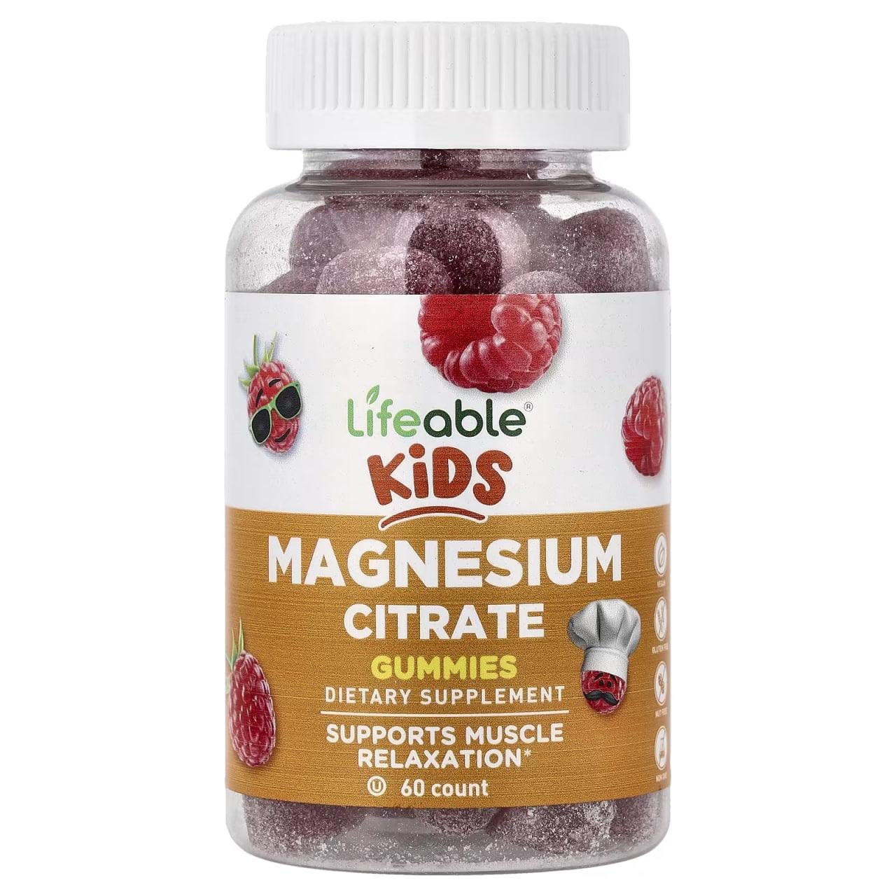 Магний для детей Lifeable Kids Magnesium Citrate Gummies вкус фруктов 60 мармеладок