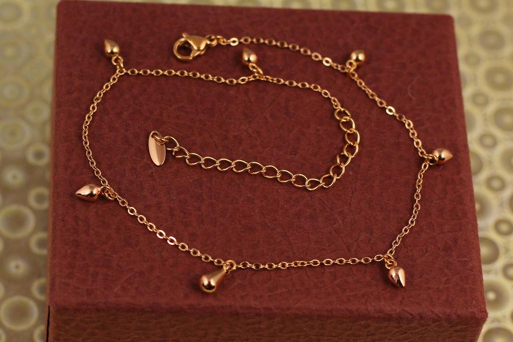 Браслет на ногу Xuping Jewelry Почки 23 см 1 мм удлинитель цепи 5 см Золотистый (2391203763)