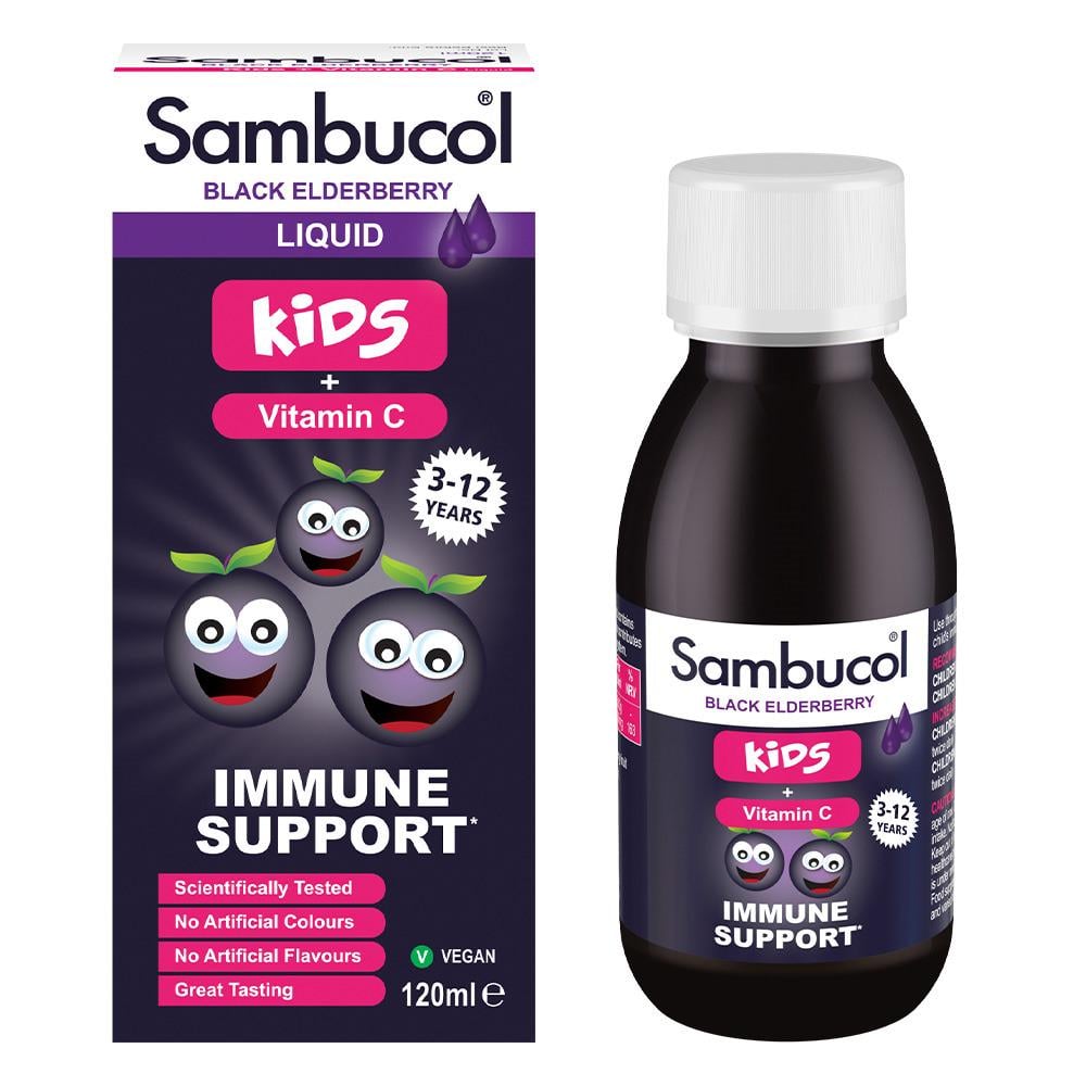 Самбукол сироп для иммунитета Sambucol Kids Liquid Черная бузина и Витамин С для детей от 3 лет 120 мл - фото 4