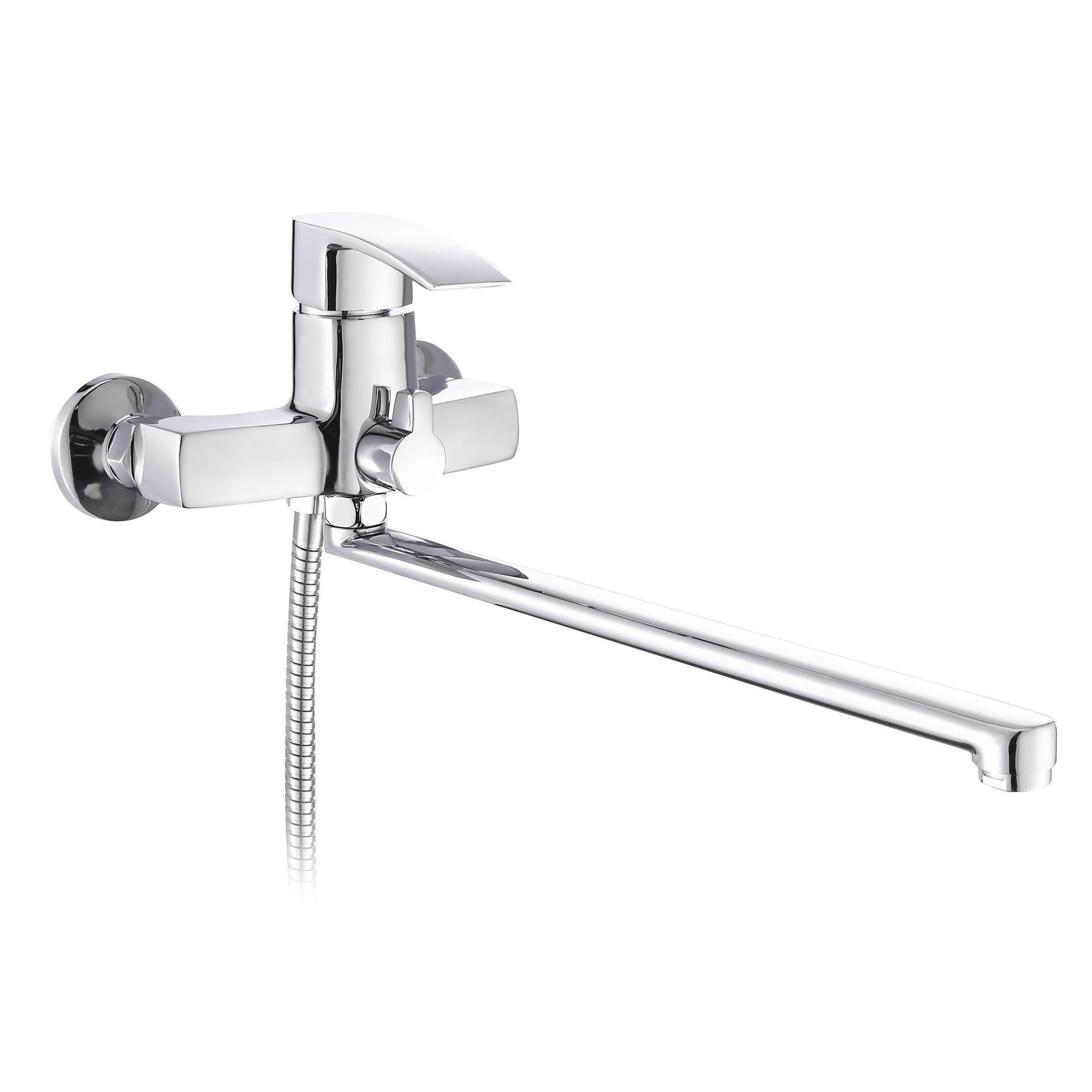 Смеситель для ванны Qtap Swan Eco с длинным поворотным изливом/душевым гарнитуром QTSWA2601CRM45533 Chrome (SD00051657)