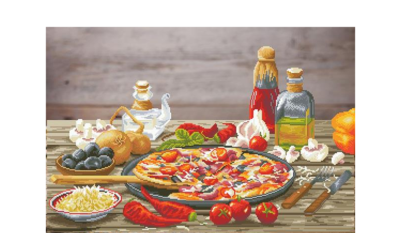 Схема картины Самая вкусная пицца для вышивки бисером на атласе (ТК0876443)