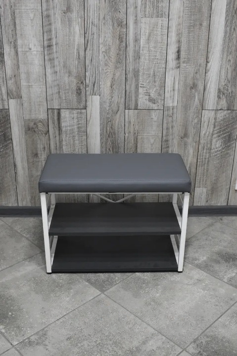 Банкетка для взуття металева з м'яким сидінням 32х47х60 см Сірий (28375285)