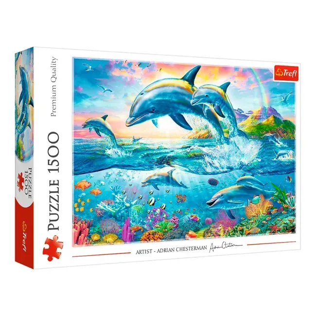 Пазли Trefl Дельфіни з картону на 1500 ел. Різнокольоровий (150-98-26162)